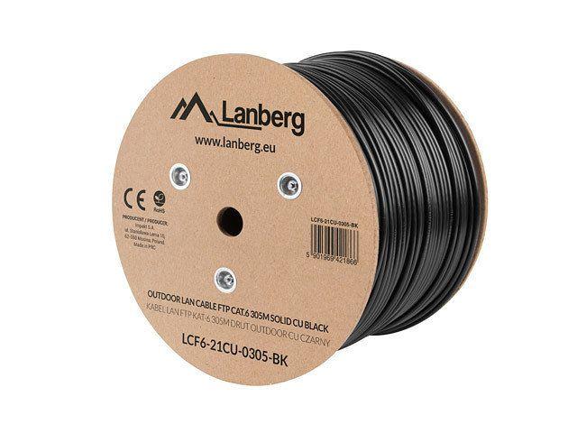 Bobina de Cabo de Rede Exterior LANBERG LCF6-21CU-0305-BK (305 m - Cat6 - Preto), imagem 1