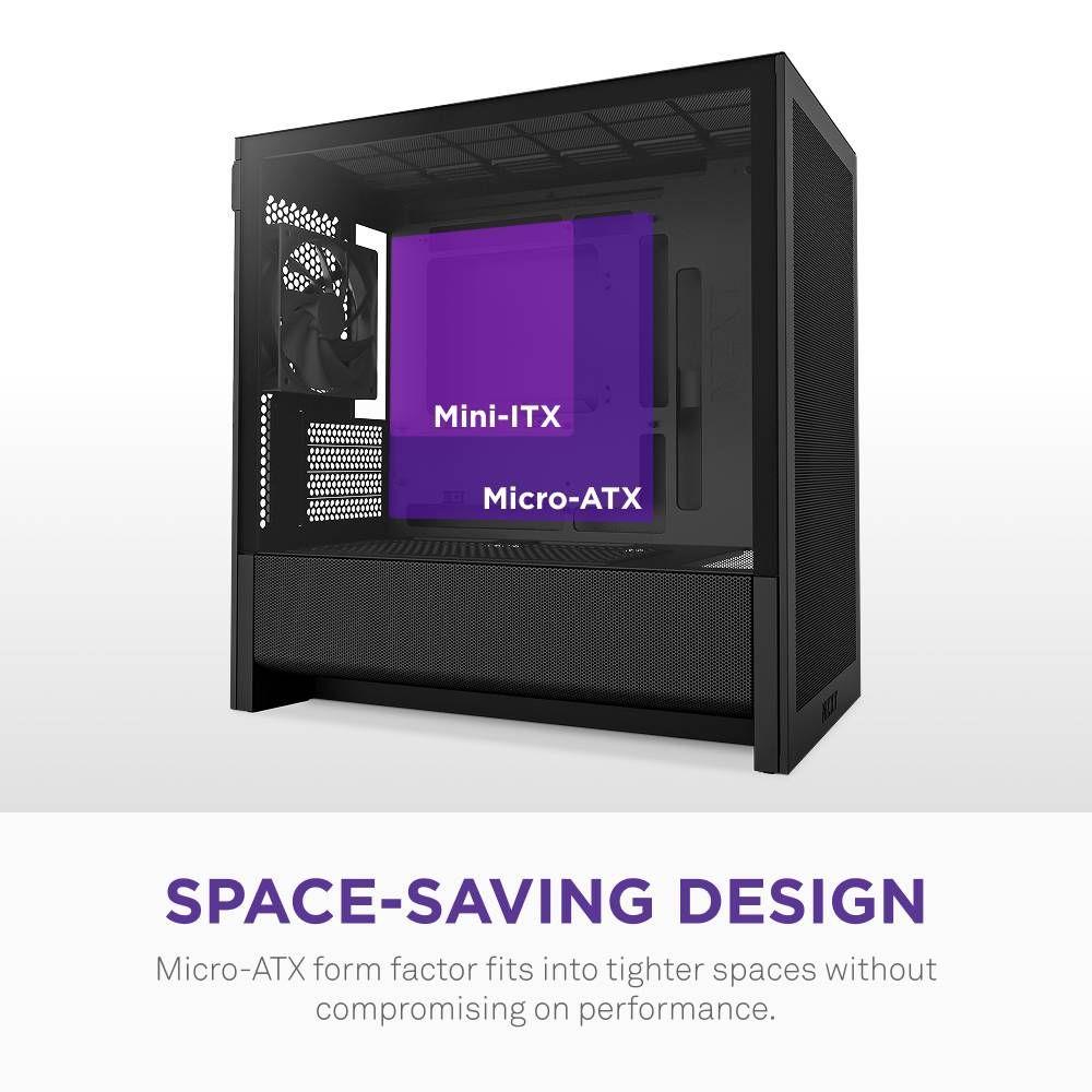 Caixa PC NZXT H3 Flow (2025) (micro ATX, Mini-ITX - Torre média - Mini-ATX, micro-ATX - Preto) — miniatura 4