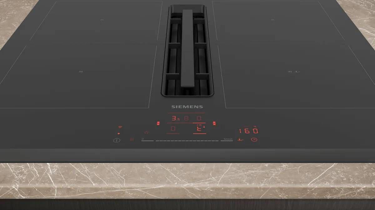 Placa de Indução com Exaustor Integrado de Encastre SIEMENS ED631HQ26E (4 zonas - 7400 W - Vidro-cerâmica - Preto), miniatura 2