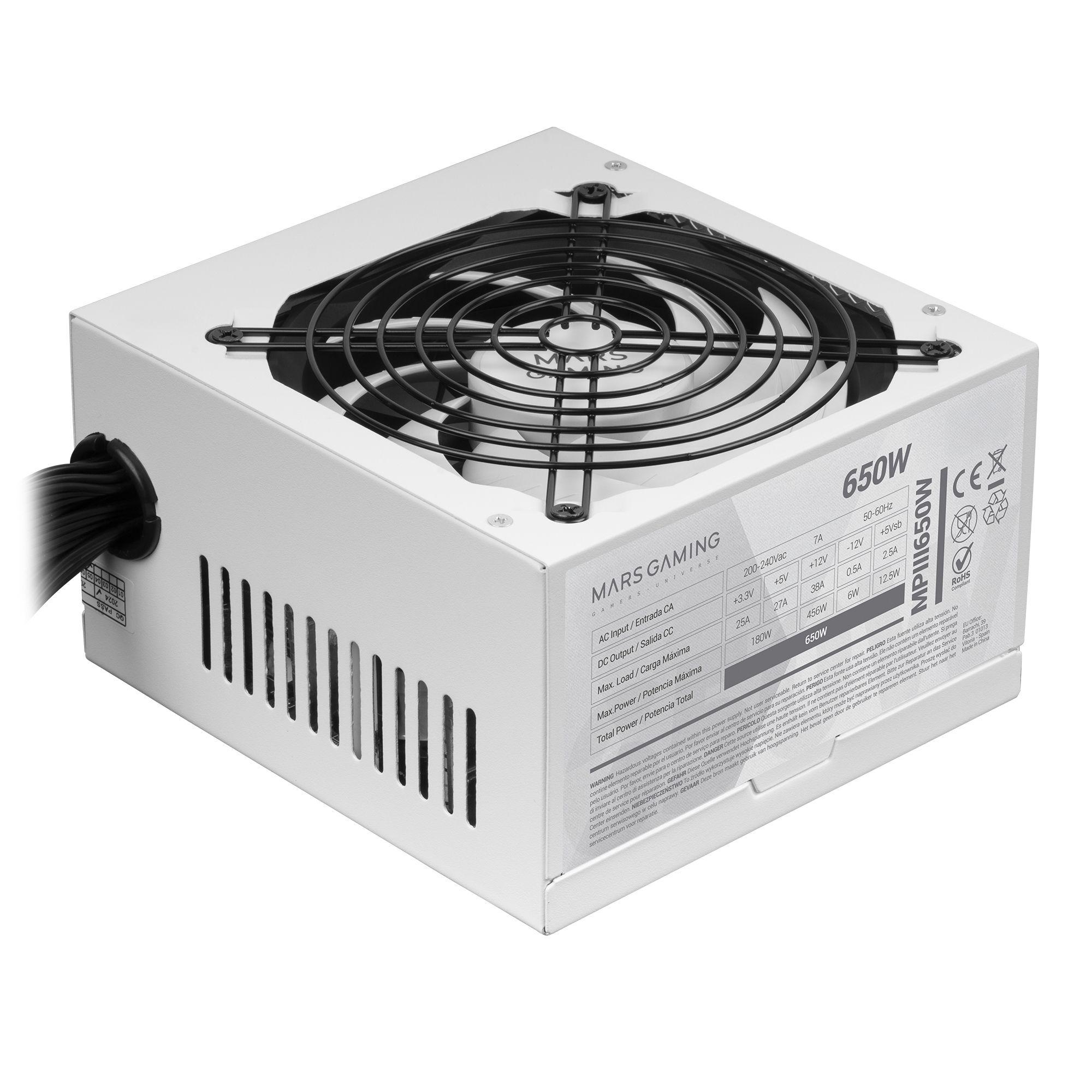 Fonte de Alimentação MARS GAMING MPIII650 (ATX - 650 W - Não modular - Branco), miniatura 2
