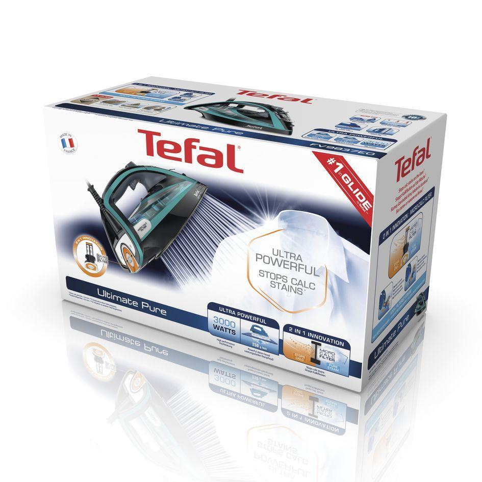 Ferro de Engomar a Vapor TEFAL FV9844E0 (3200 W - 0,35 l - Base Autoclean Durilium - Preto e Azul), miniatura 11