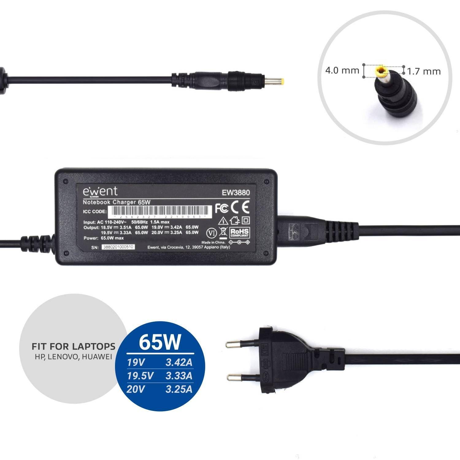 Carregador de Portátil EWENT EW3898 (HP - AC para DC - Preto), miniatura 4