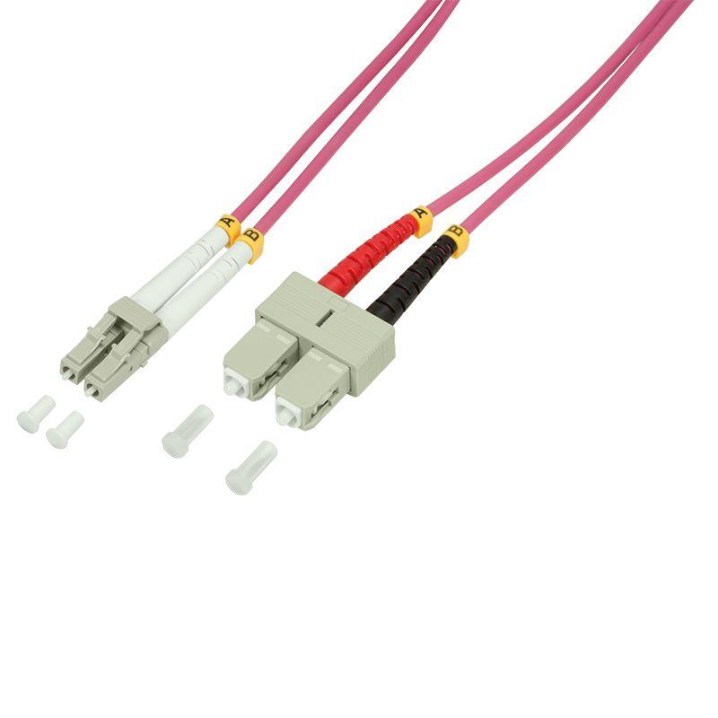 Cabo de Fibra Ótica LOGILINK FP4LS02 (LC/SC - OM4 - 2 m - Rosa)