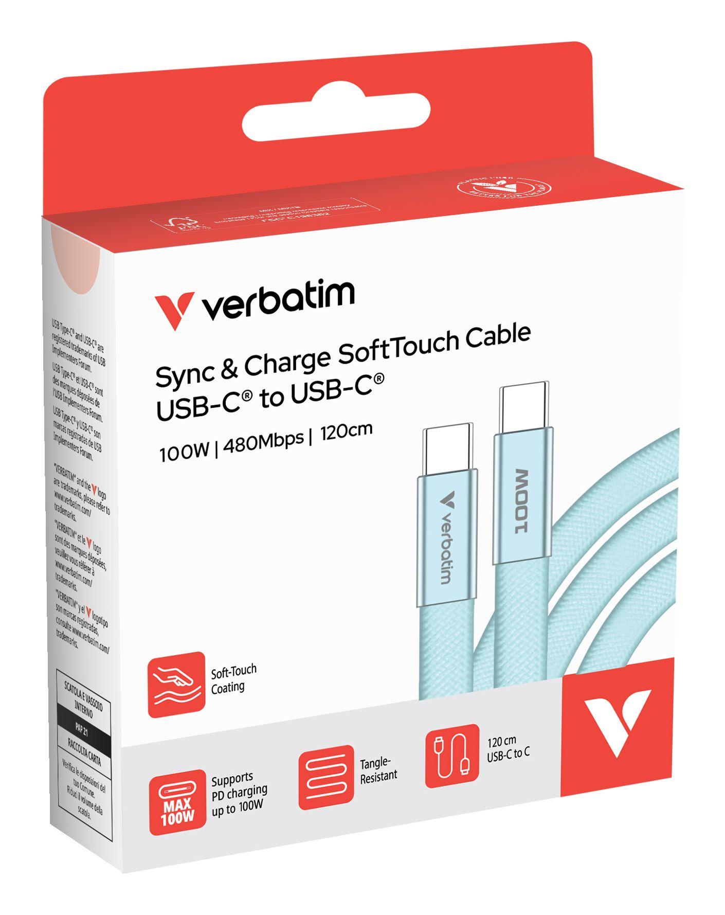 Cabo USB-C VERBATIM 30276 (1,2 m - USB-C macho, reto - Azul), miniatura 3
