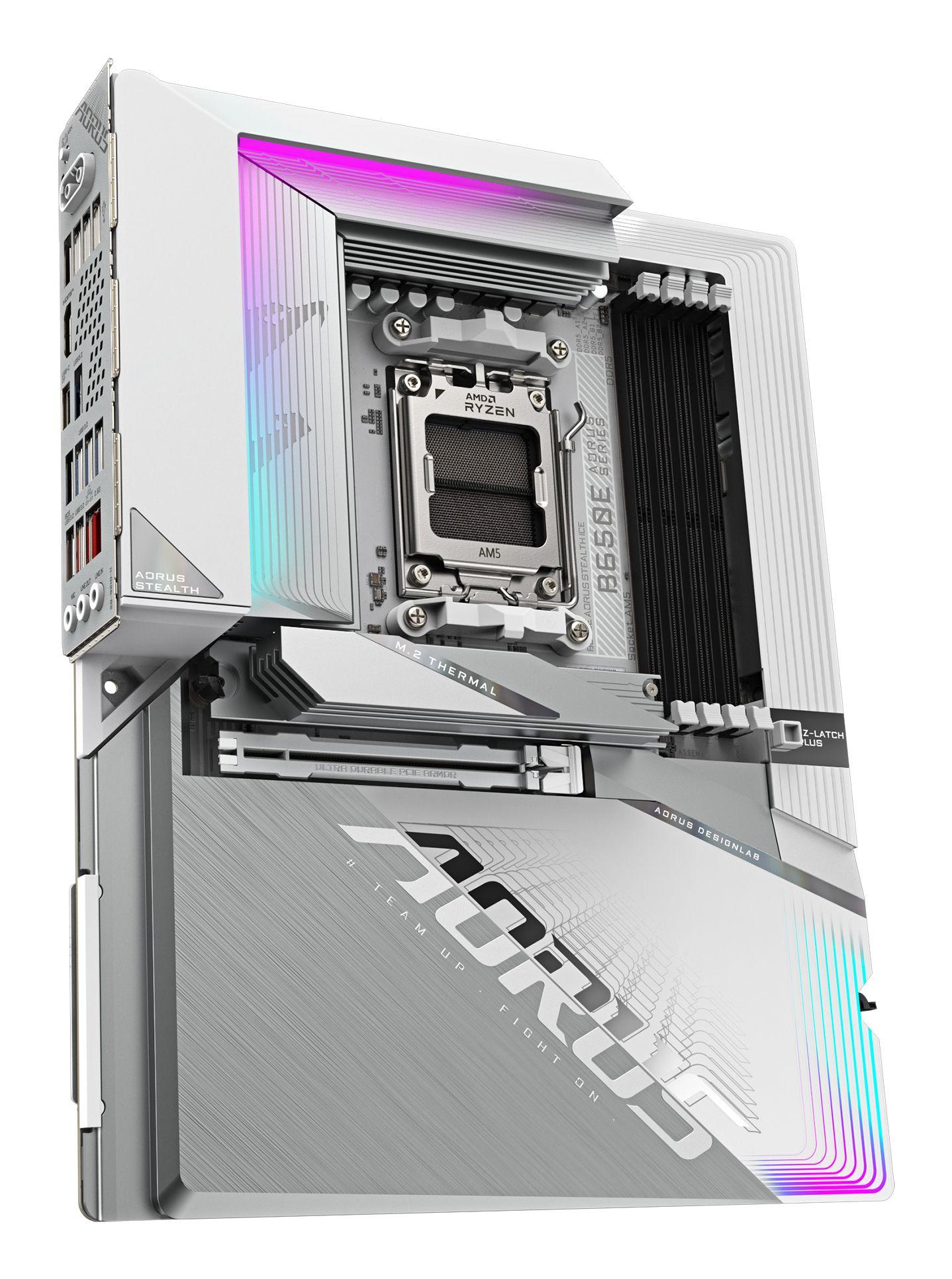 Motherboard GIGABYTE B650E AORUS STEALTH ICE (AM5 - ATX - Duplo canal - Branco) — miniatura 3
