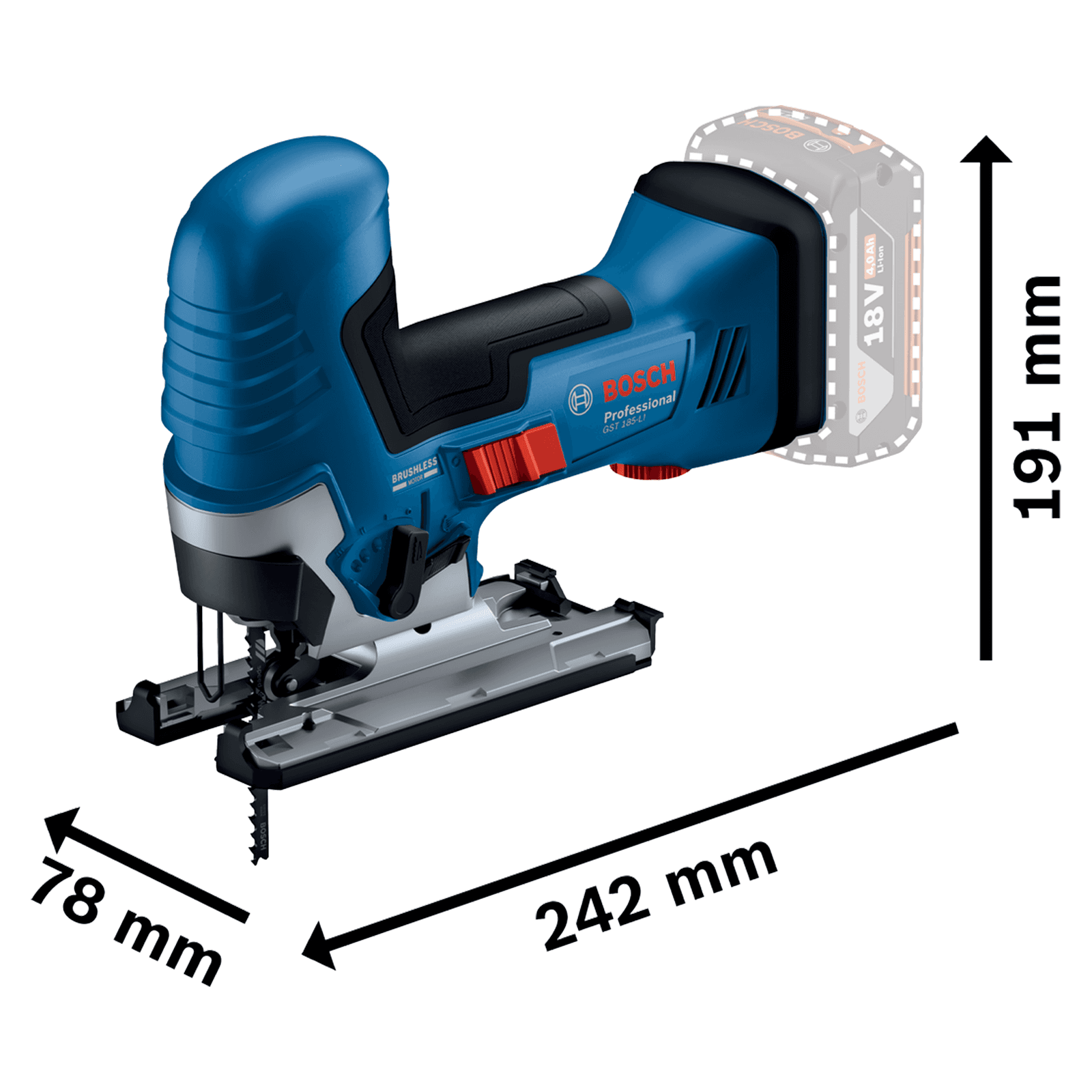 Serra Tico-Tico BOSCH POWERTOOLS GST 18V-125 S (Iões de lítio), miniatura 2