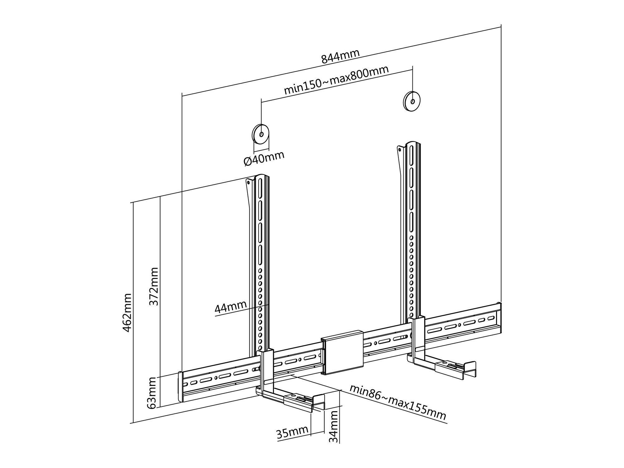 Suporte de Parede para Barra de Som EQUIP 650895 (Preto) — miniatura 3