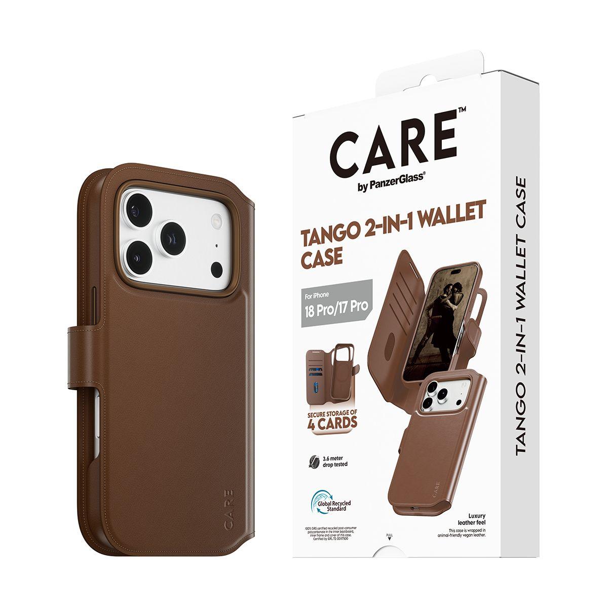Capa para Telemóvel PANZERGLASS CARE Tango 2-in-1 Wallet Case (Castanho), miniatura 6
