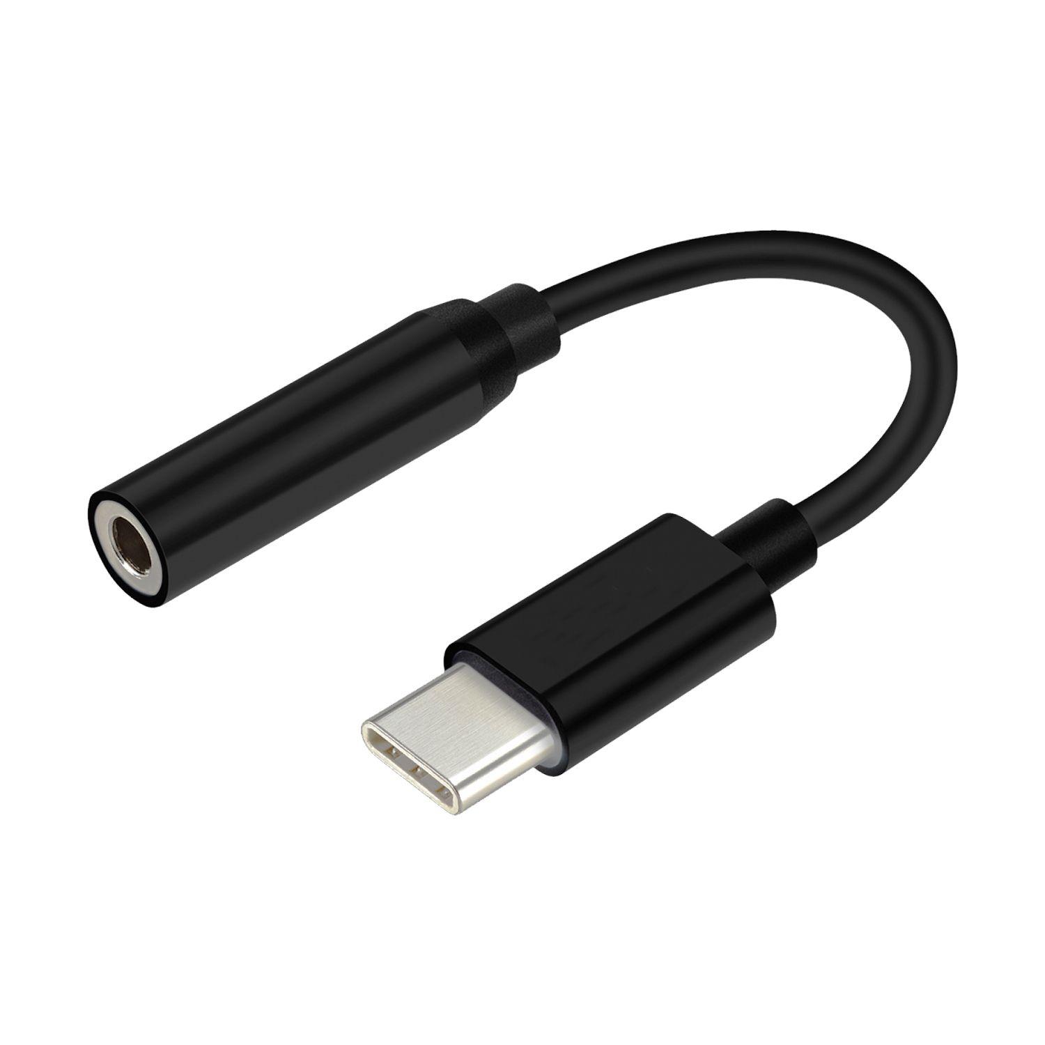 Adaptador USB-C para Áudio AISENS A109-0348 (0,15 m - USB C - Jack 3,5 mm - Preto)