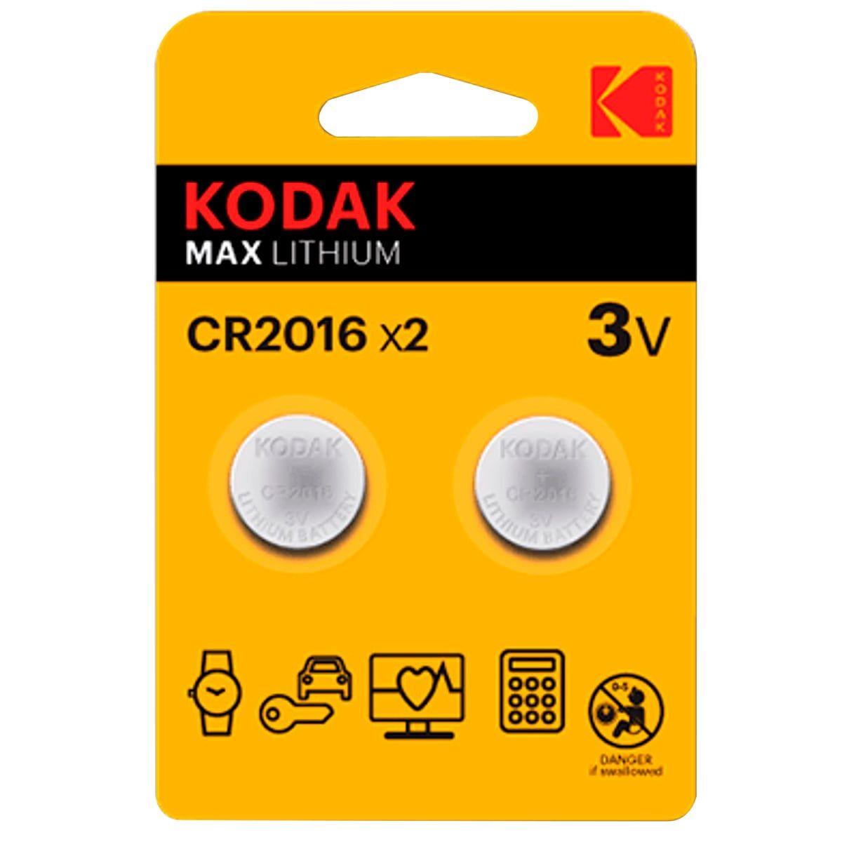 Pilhas de Lítio KODAK KCR2016-1 (CR2016 - 3 V - 2 Unidades)