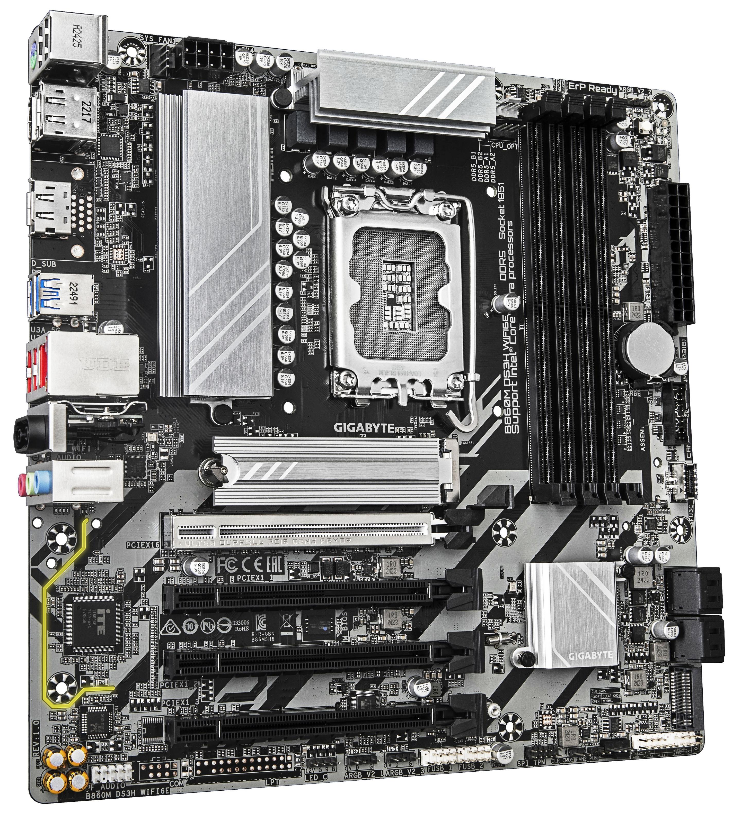 Motherboard GIGABYTE B860M DS3H WIFI6E (LGA 1851 (Socket V1) - micro ATX - Duplo canal - Castanho escuro), miniatura 3