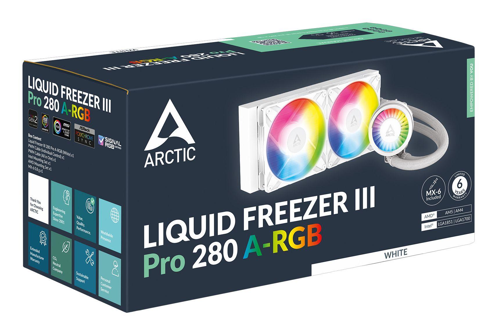 Refrigeração Líquida Tudo-em-Um ARCTIC Liquid Freezer III Pro 280 A-RGB (LGA 1851, LGA 1700, AM4, AM5 - AM4, LGA 1700, LGA 1851 - 120 mm - Branco) — miniatura 6
