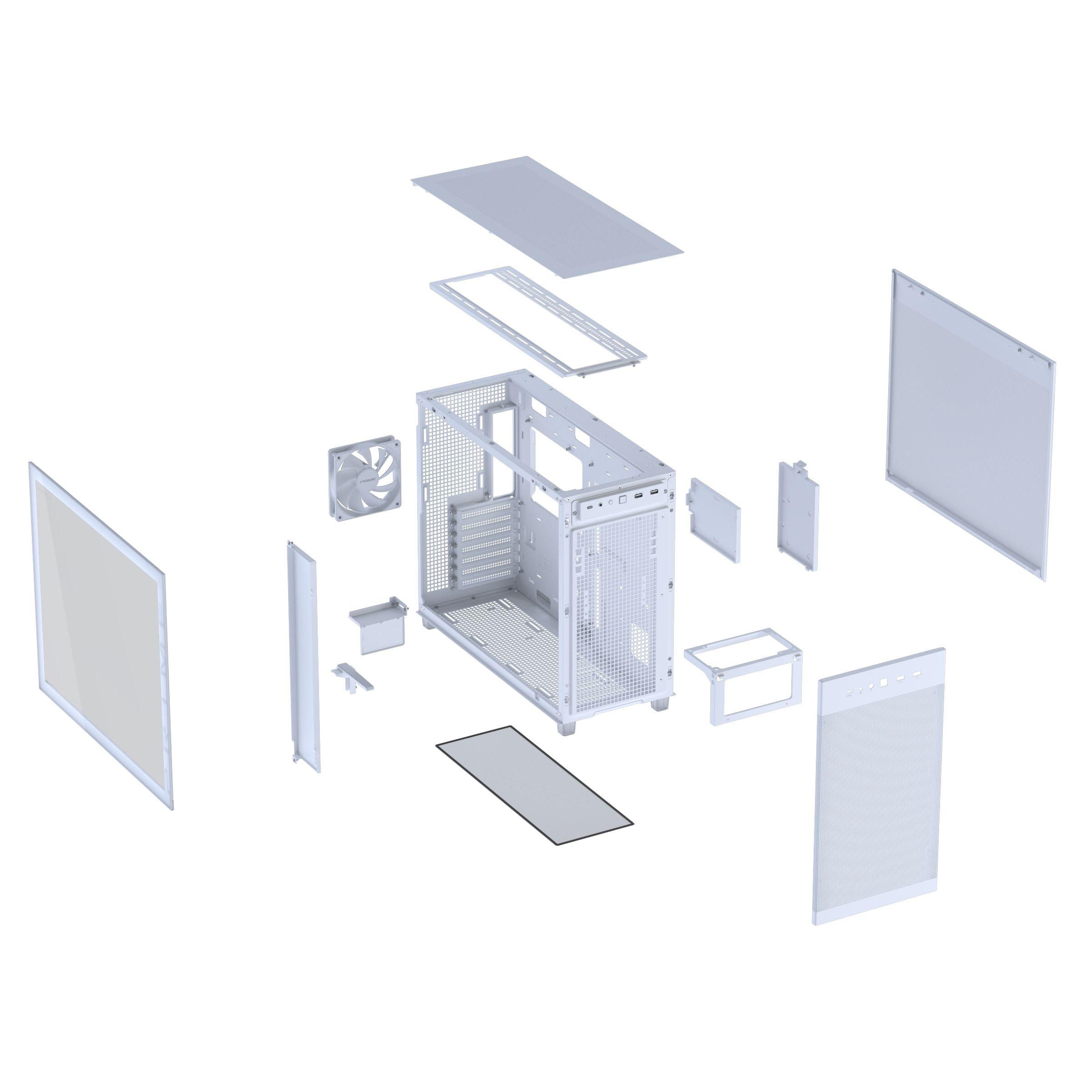 Caixa PC ASUS PRIME AP303 TG (micro ATX, Mini-ITX, ATX - Midi Tower - Metal - Branco) — miniatura 13