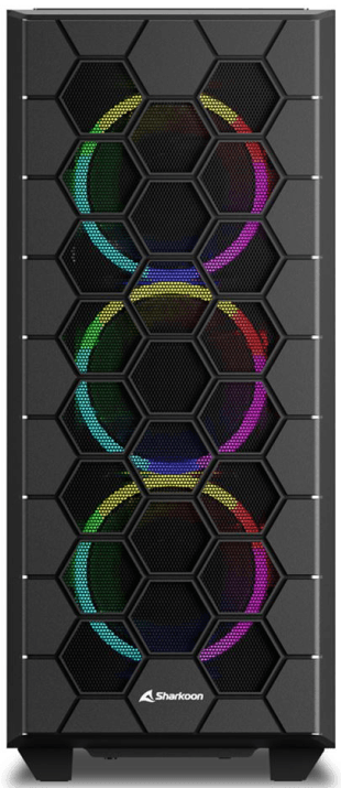 Caixa ATX Gaming SHARKOON RGB HEX (ATX, Micro ATX, Mini-ITX - Midi Tower - 15,8 cm - Preto) — miniatura 2