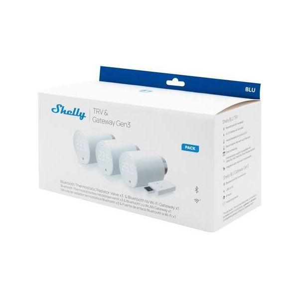Conjunto de 3 Cabeças Termostáticas Inteligentes SHELLY BLU TRV + BLU Gateway Gen. 3 (Plástico - 78 x Ø54 mm - Branco), miniatura 2