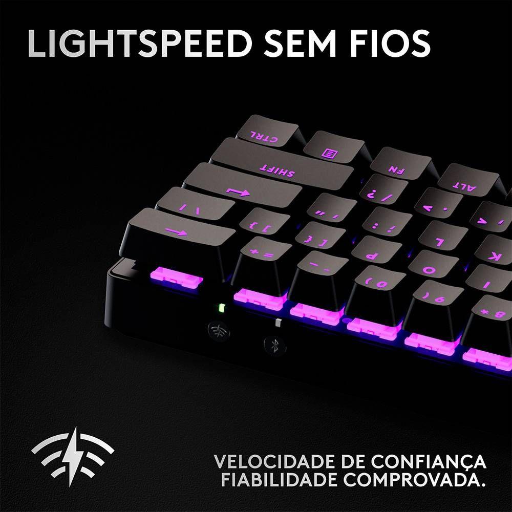 Teclado LOGITECH G PRO X 60 LIGHTSPEED (Inglês - Logitech GX Brown - USB + RF Wireless + Bluetooth - Preto) — miniatura 3