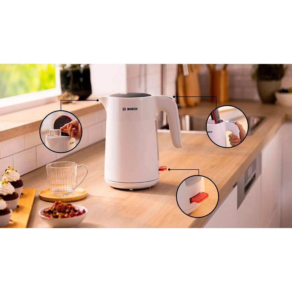 Jarro Elétrico BOSCH TWK2M161 (2400 W - 1,7 l - Plástico - Branco), miniatura 2