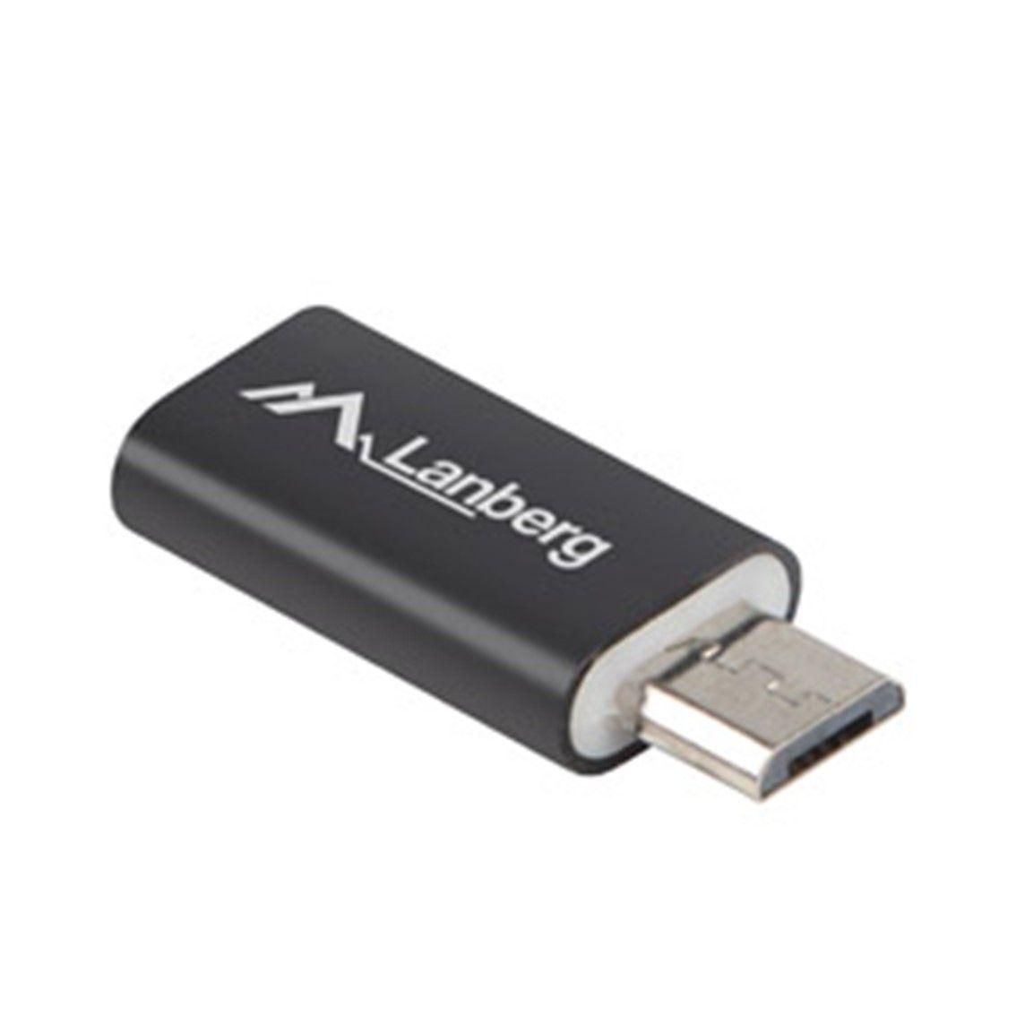 Adaptador USB-C para Micro-USB LANBERG AD-UC-UM-01 (USB 2.0 Tipo C fêmea - Micro-USB 2.0 Tipo B macho - Preto)
