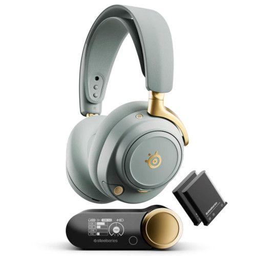 Headset Gaming STEELSERIES Arctis Nova Elite Sage Gold (Binaural - 4 cm - USB-C - Verde)