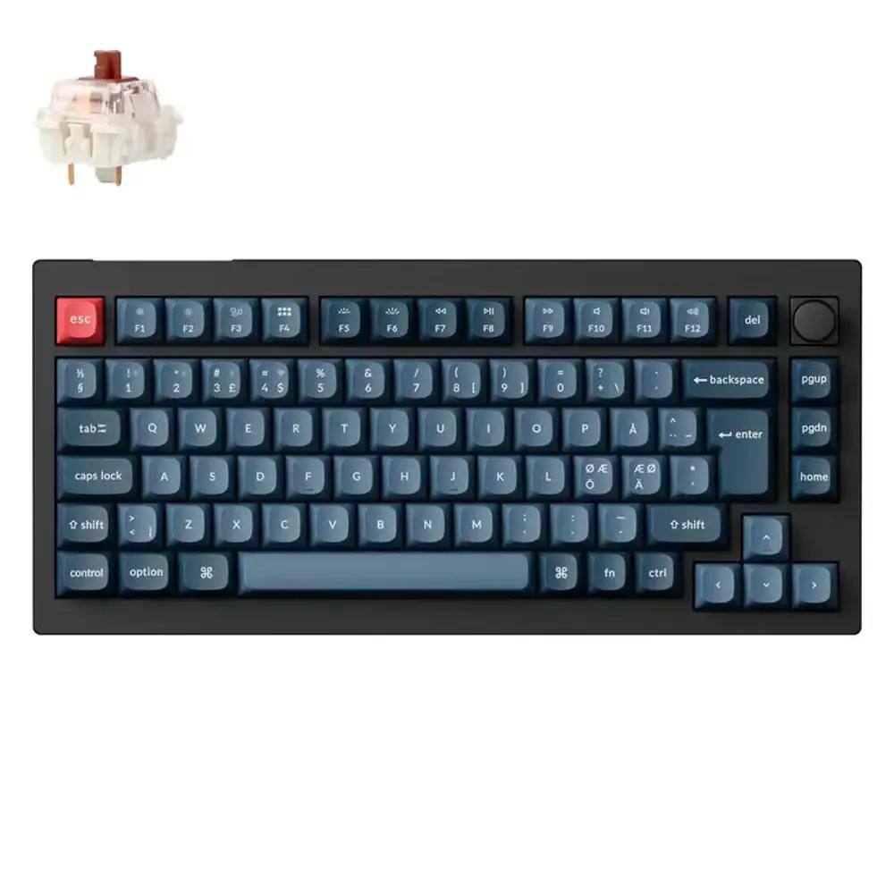 Teclado KEYCHRON V1 Max (Português - Gateron Jupiter Brown táctil - Bluetooth - Preto e Cinzento)