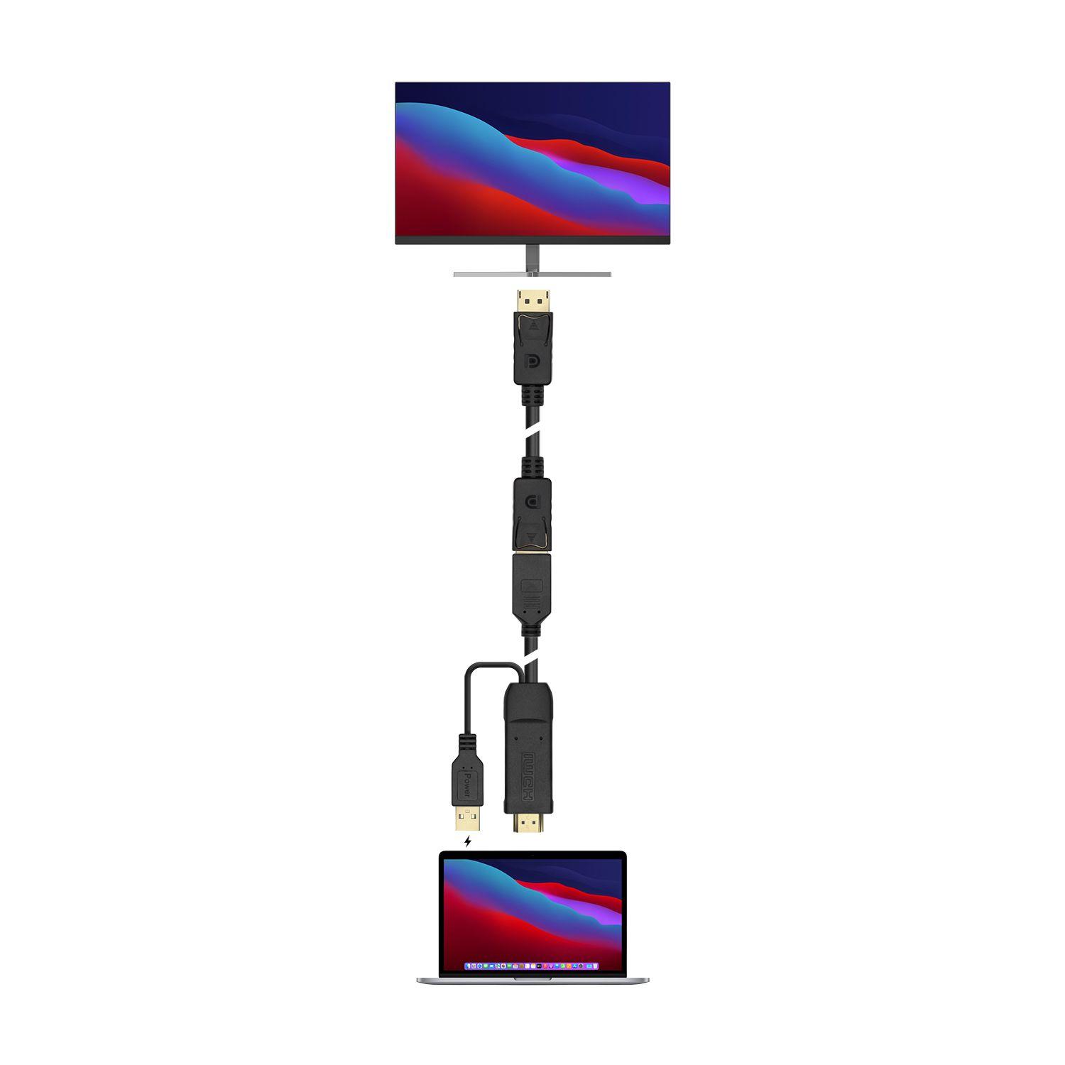 Conversor Ativo AISENS A122-0642 (0,1 m - HDMI Type A - DisplayPort + USB Type-A - Preto), miniatura 4