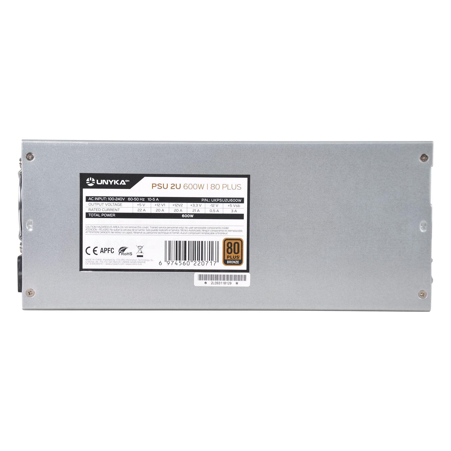 Fonte de Alimentação Flex ATX 2U UNYKACH UKPSU2U600W (2U - 600 W - 80 PLUS Bronze - Prateado)