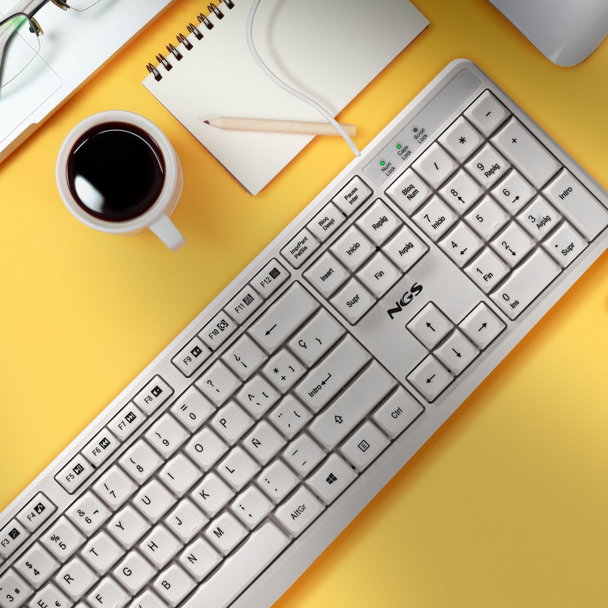 Teclado NGS Heritage (Espanhol - Tamanho completo - USB - Branco) — miniatura 2
