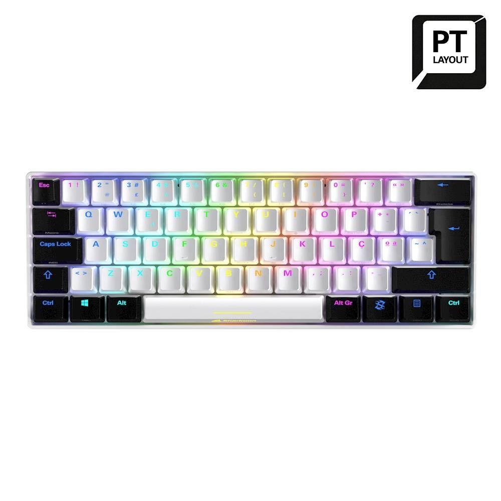 Teclado SHARKOON SKILLER SGK50 S4 (Português - Kailh Red - 60% - Branco/Preto), miniatura 3