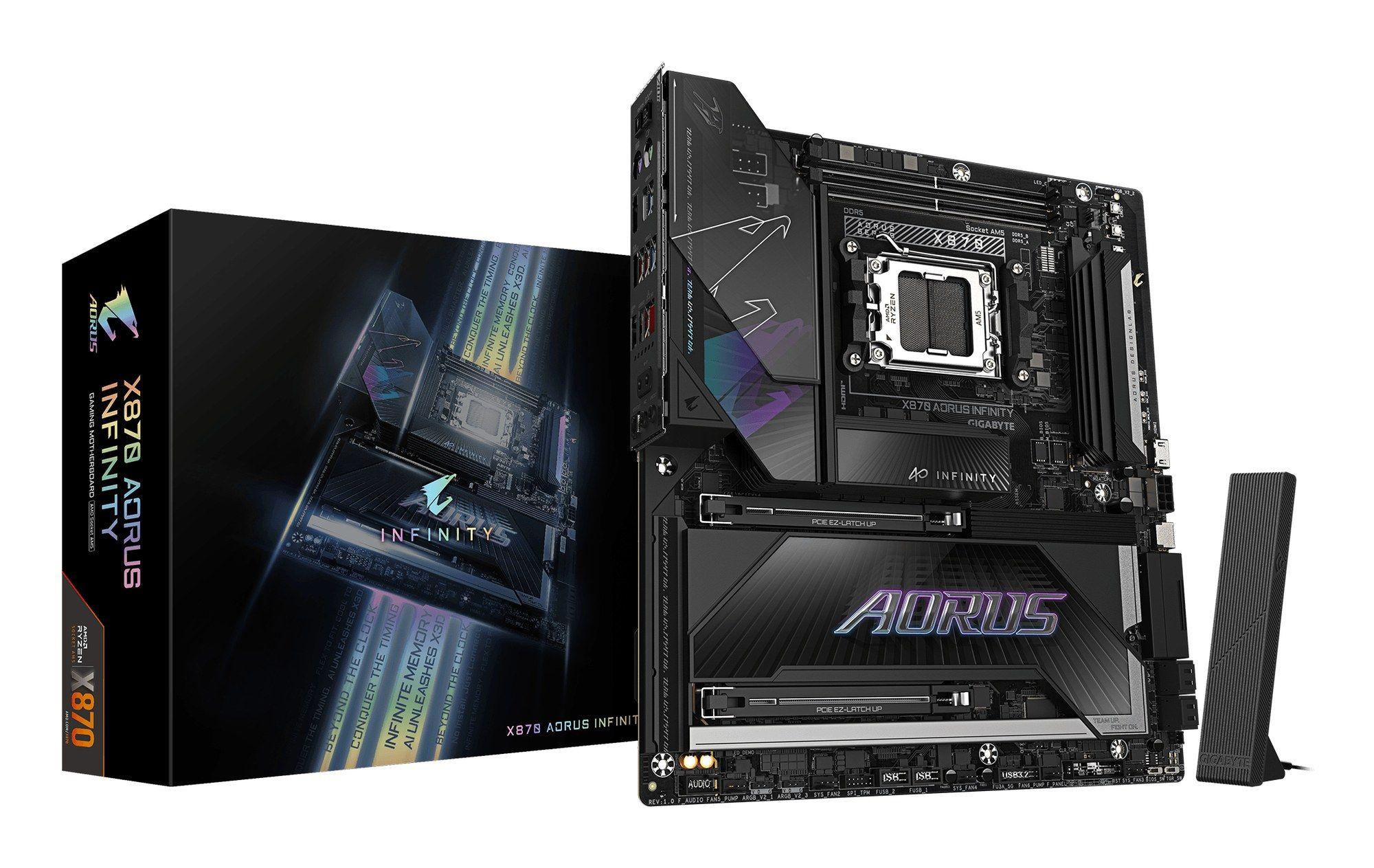Motherboard GIGABYTE X870 AORUS INFINITY (AM5 - E-ATX - Duplo canal - Preto)