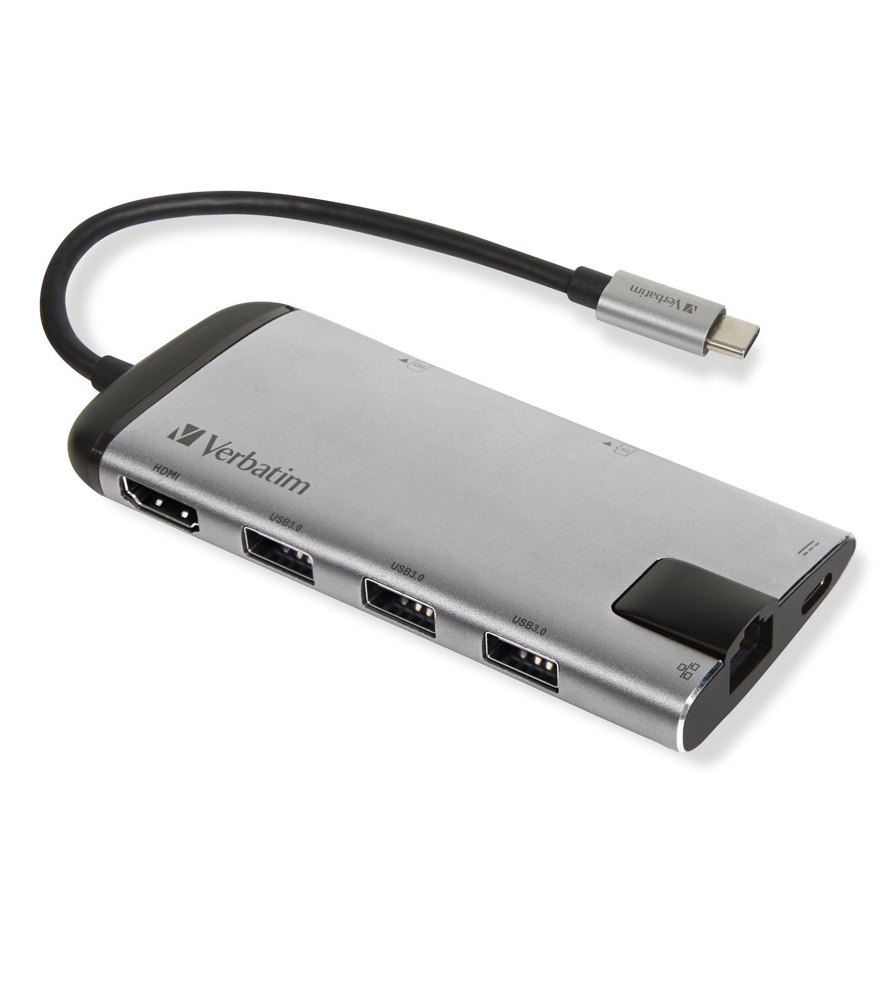 Dock USB-C VERBATIM 49142 (0,015 m - Preto/Prateado)