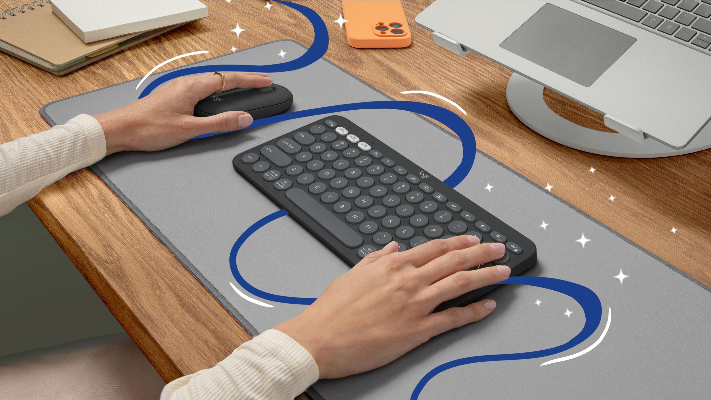 Teclado LOGITECH Pebble Keys 2 K380s (Espanhol - Teclas tesoura - Mini - Grafite) — miniatura 10