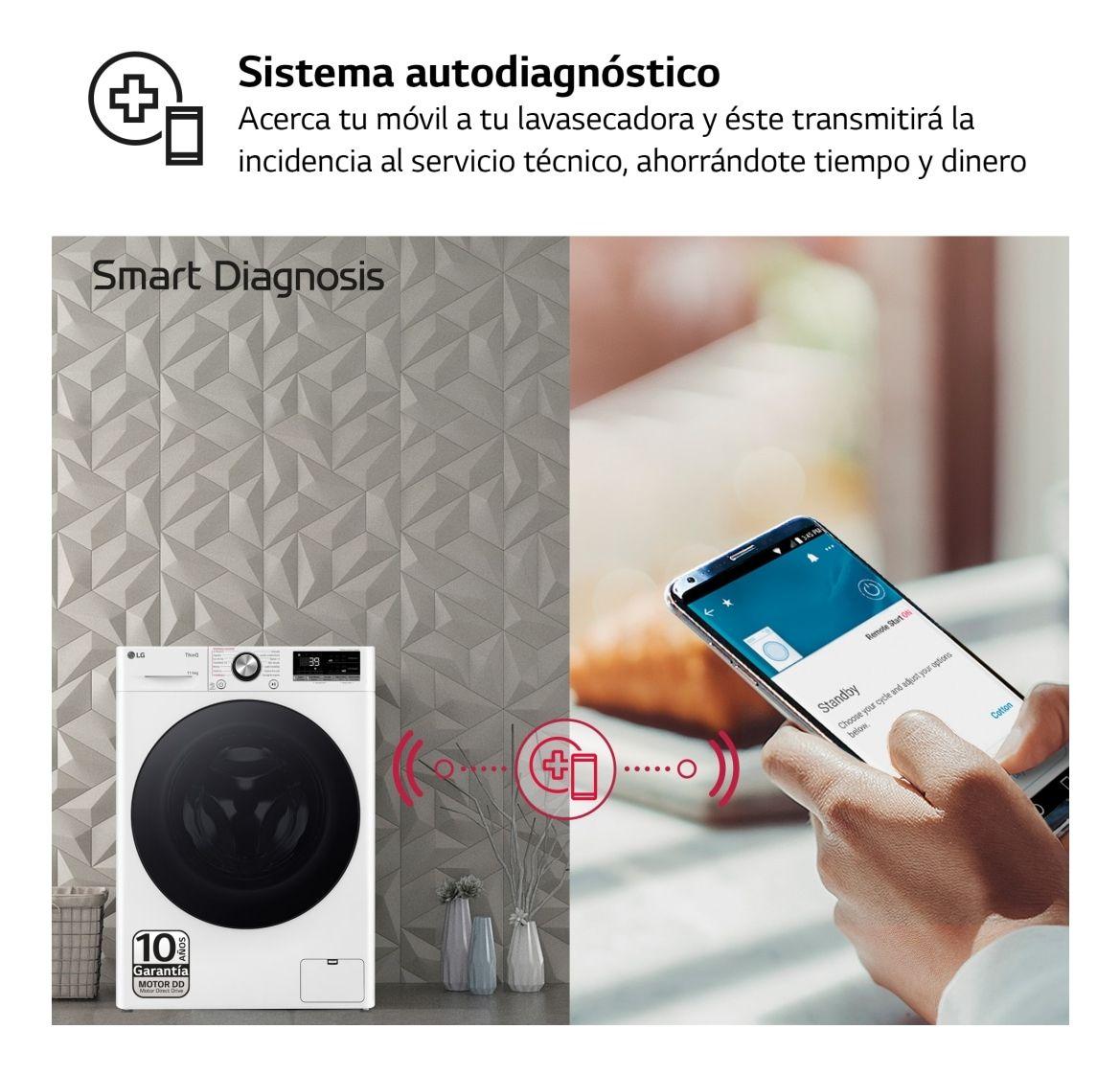 Máquina de Lavar e Secar Roupa Independente LG F4DR7011AGW (A - 11 kg - 6 kg - Branco), miniatura 6