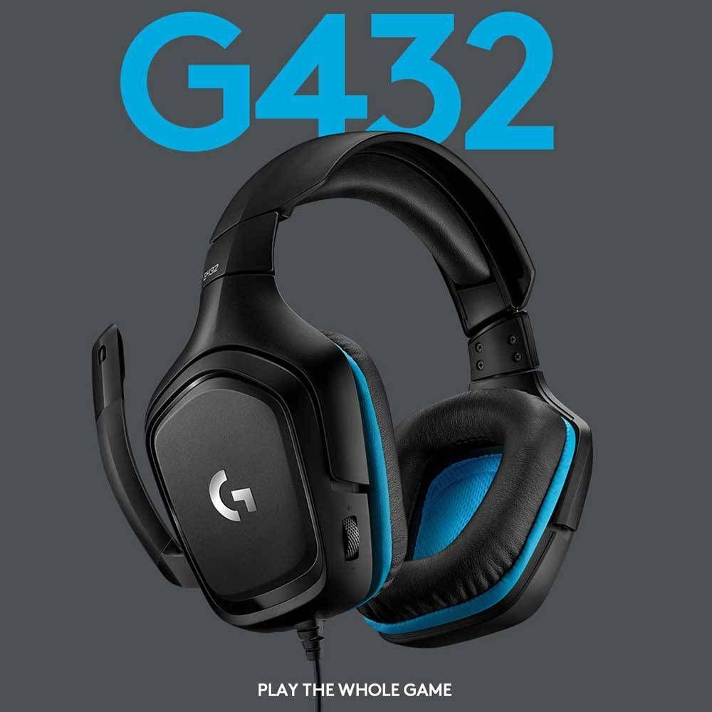 Headset Gaming LOGITECH G432 (Binaural - Com fios - Circum-aural - Preto e Azul) — miniatura 3