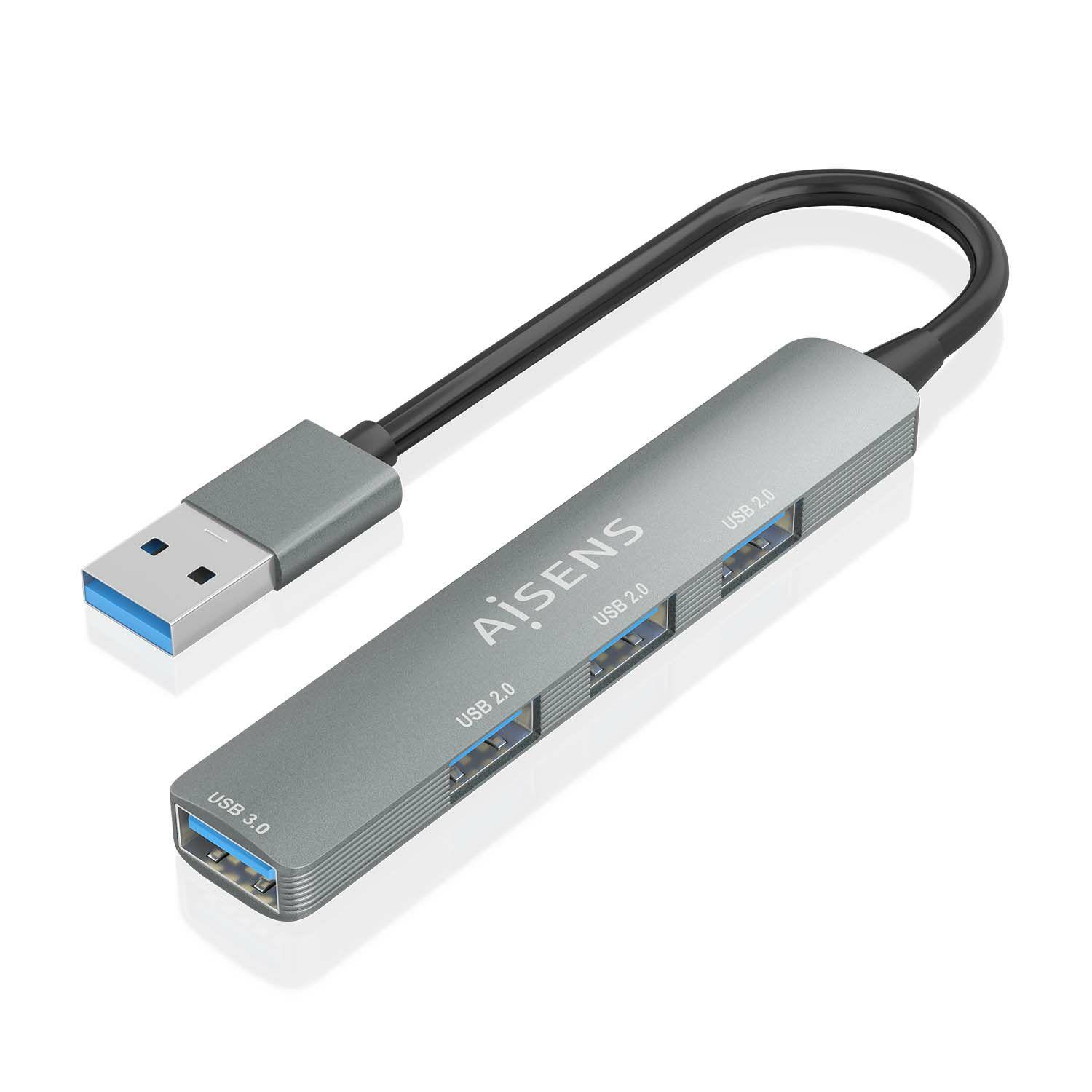 Hub USB AISENS A106-0859 (0,1 m - Portáteis com USB - Cinzento)