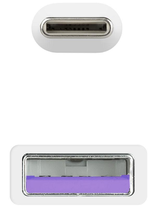 Cabo USB NANOCABLE 10.01.2101-W (1 m - USB A - USB C - Branco) — miniatura 4