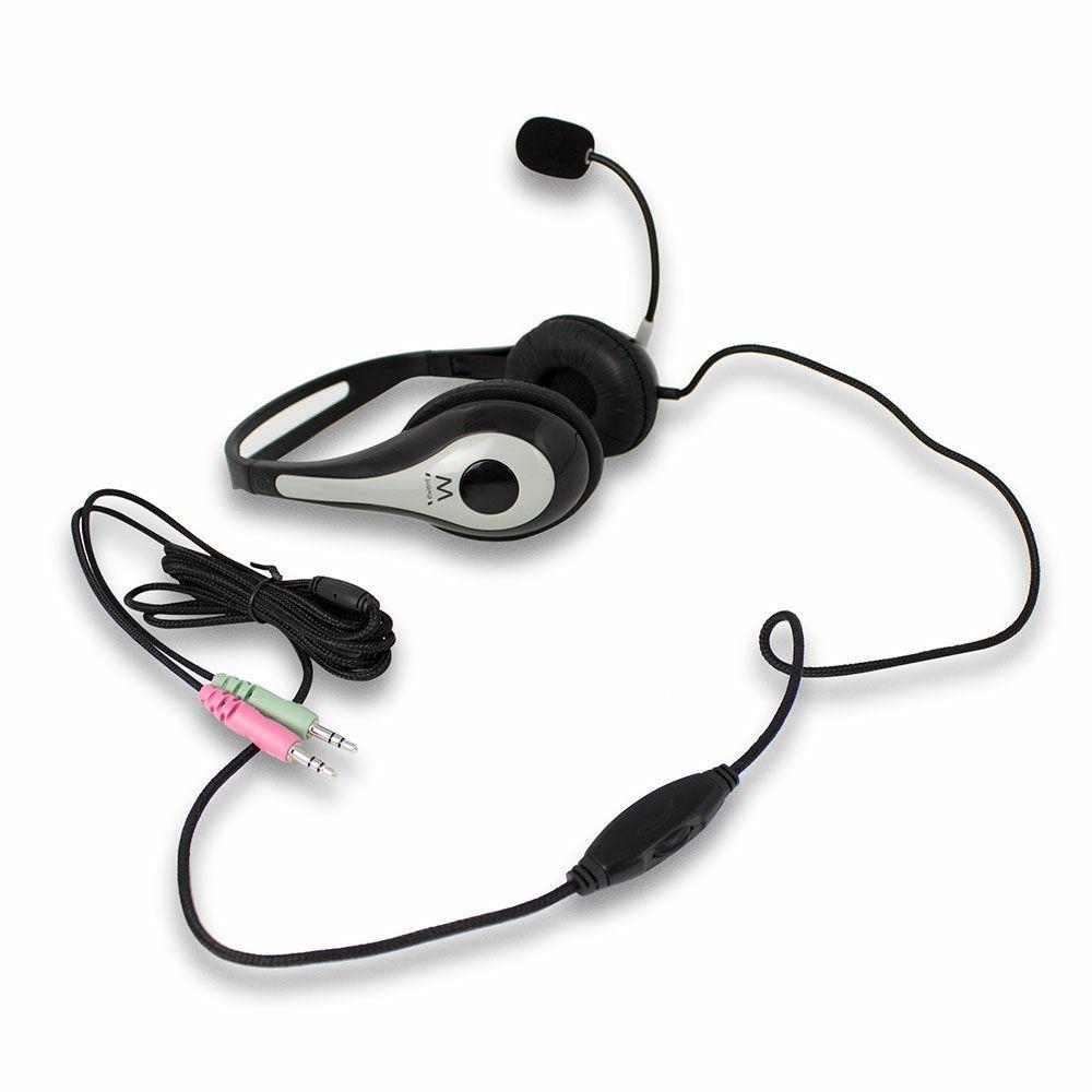 Headset EWENT EW3562 (Binaural - Com fios - Circum-aural - Preto e Prateado), miniatura 4