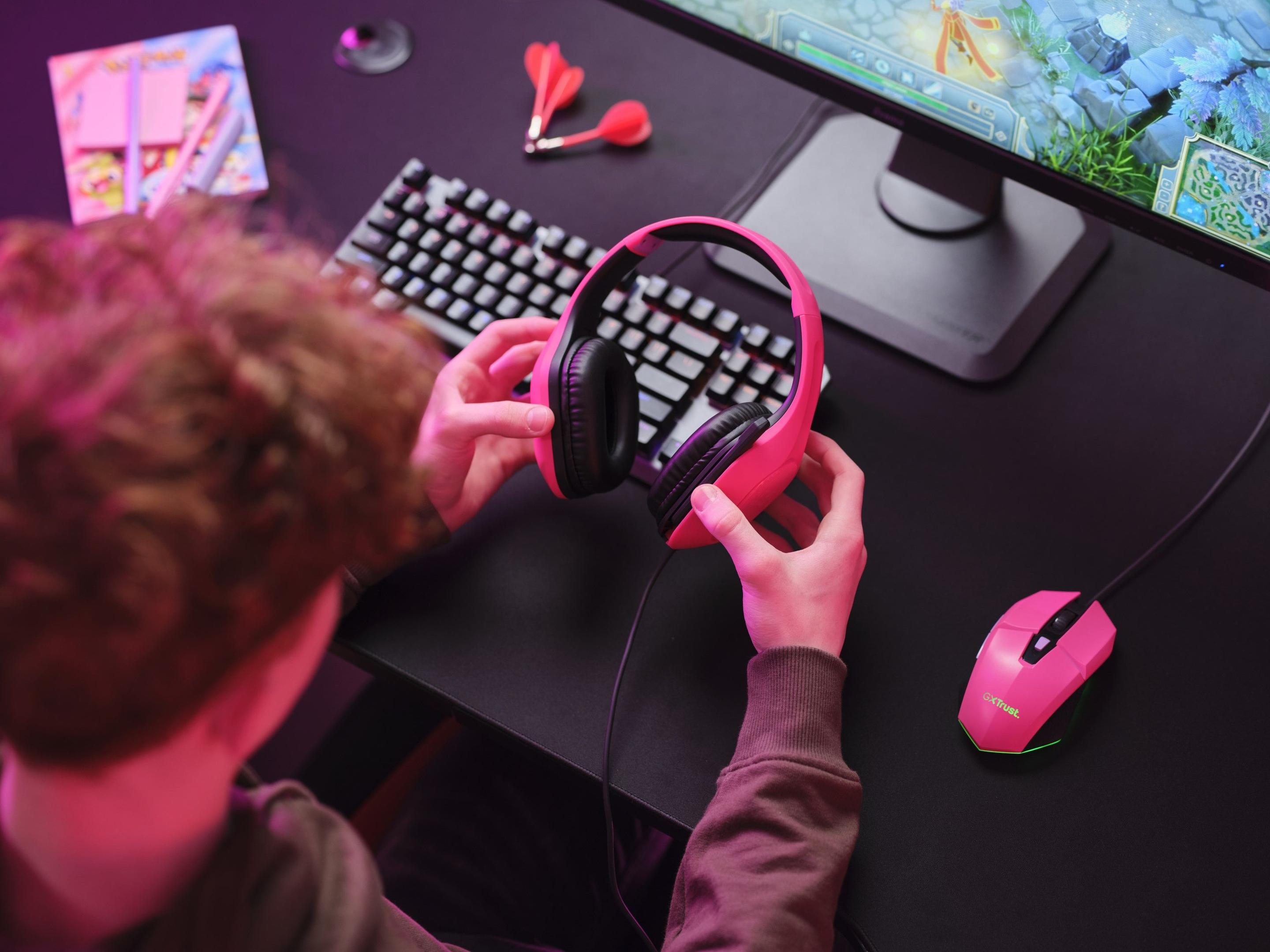 Headset Gaming TRUST GAMING GXT 415P Zirox (Binaural - Com fios - Circum-aural - Rosa), miniatura 8