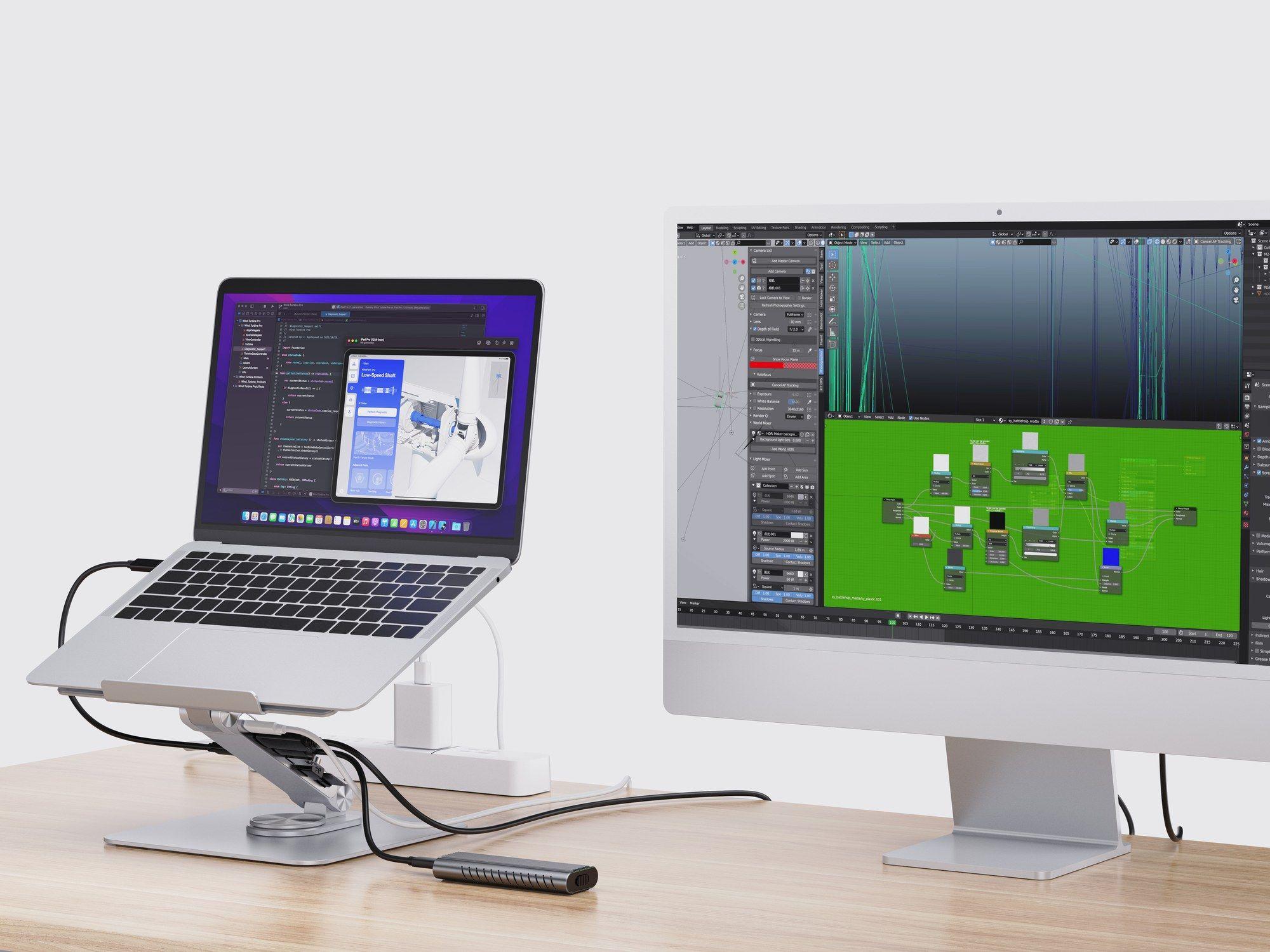 Suporte para Portátil com Docking Station CONCEPTRONIC DONN27G (40 cm - Prateado), miniatura 9
