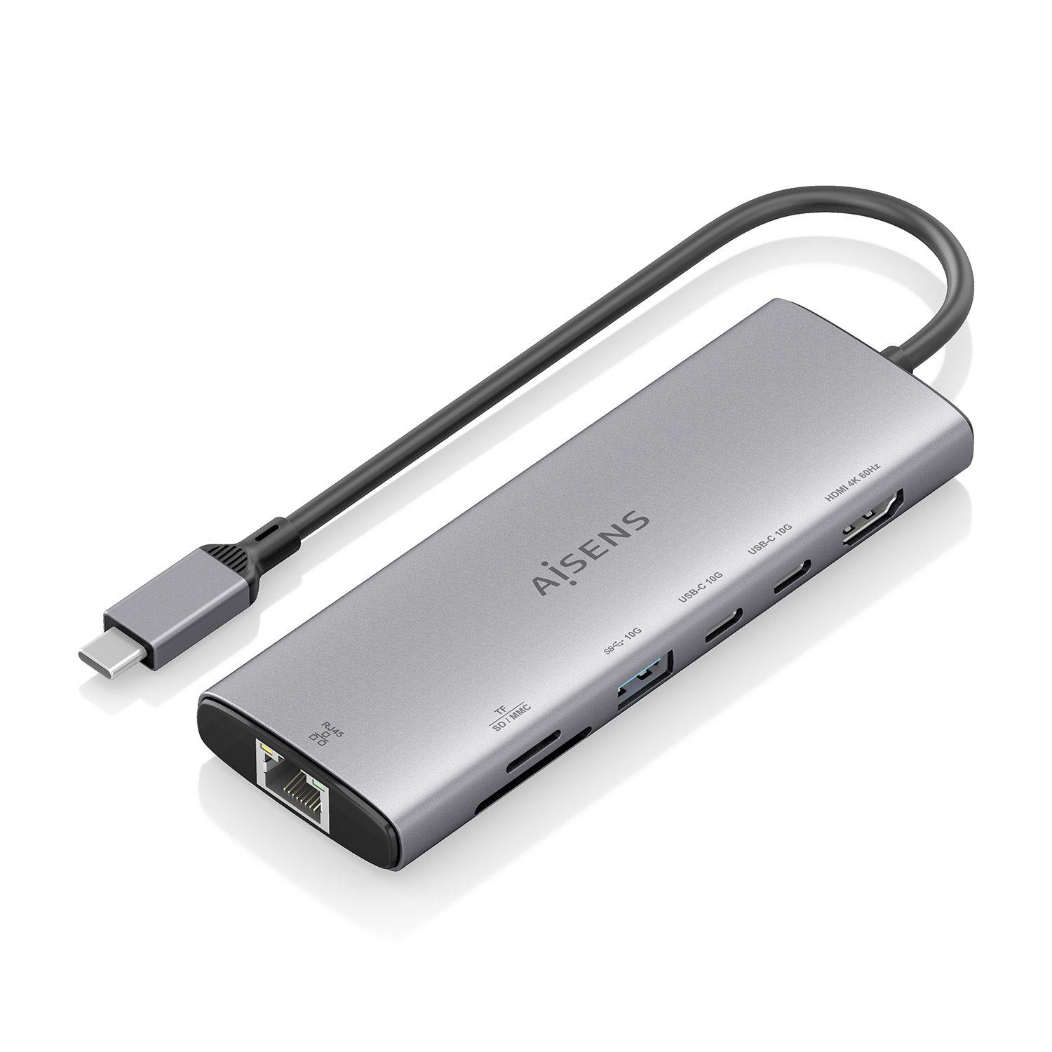 Hub USB-C AISENS ASUC-7P032-GR (0,2 m - Windows 10, Windows 11 - Cinzento), imagem 1