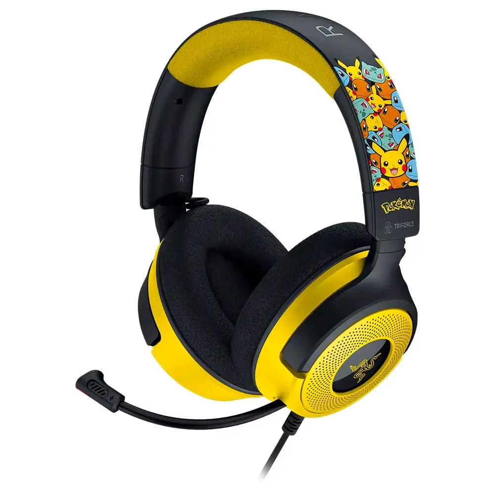 Headset Gaming RAZER Kraken V4 X Pokémon Kanto Starters Edition (Binaural - Com fios - Supra-aural - Preto e Amarelo), miniatura 2