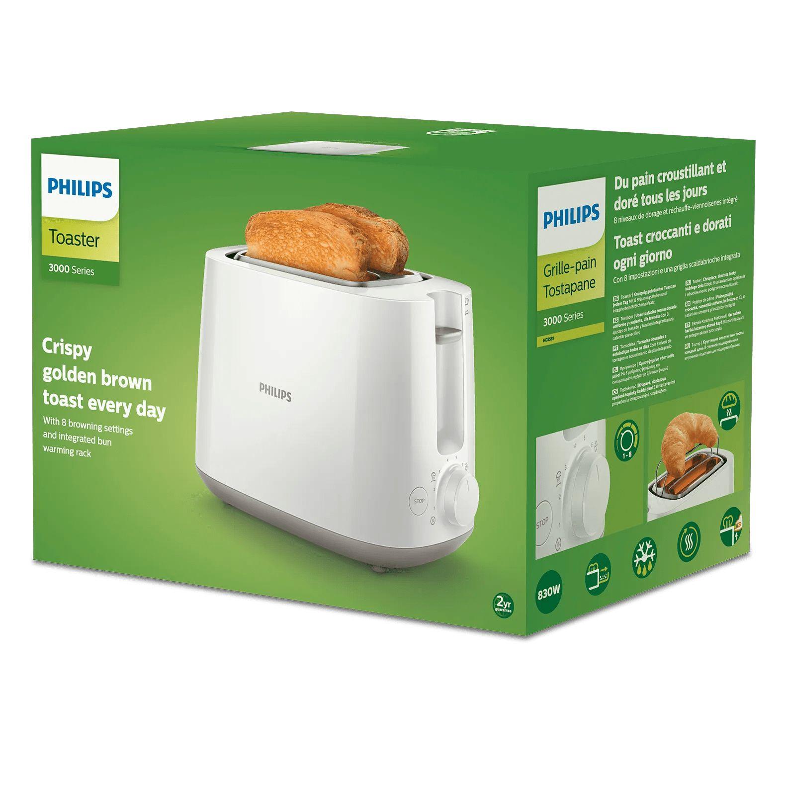 Torradeira PHILIPS Daily Collection HD2581/00 (830 W - 2 fatias - Plástico - Branco), miniatura 3