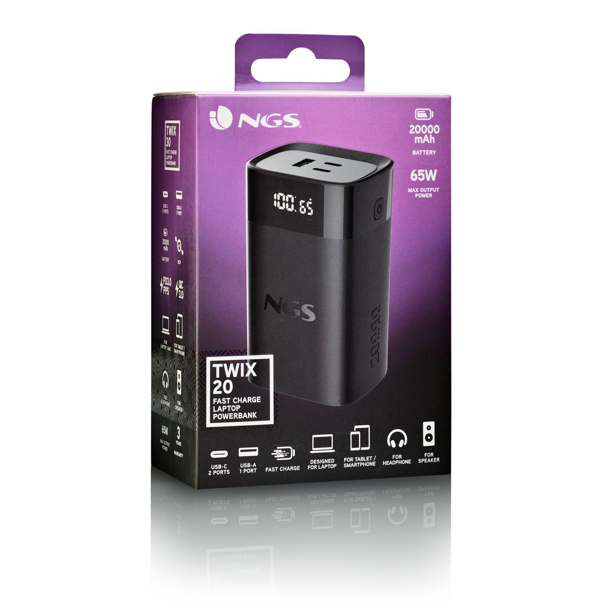 Powerbank NGS TWIX20 (20000 mAh - 74 Wh - USB Type-C - Preto), miniatura 7