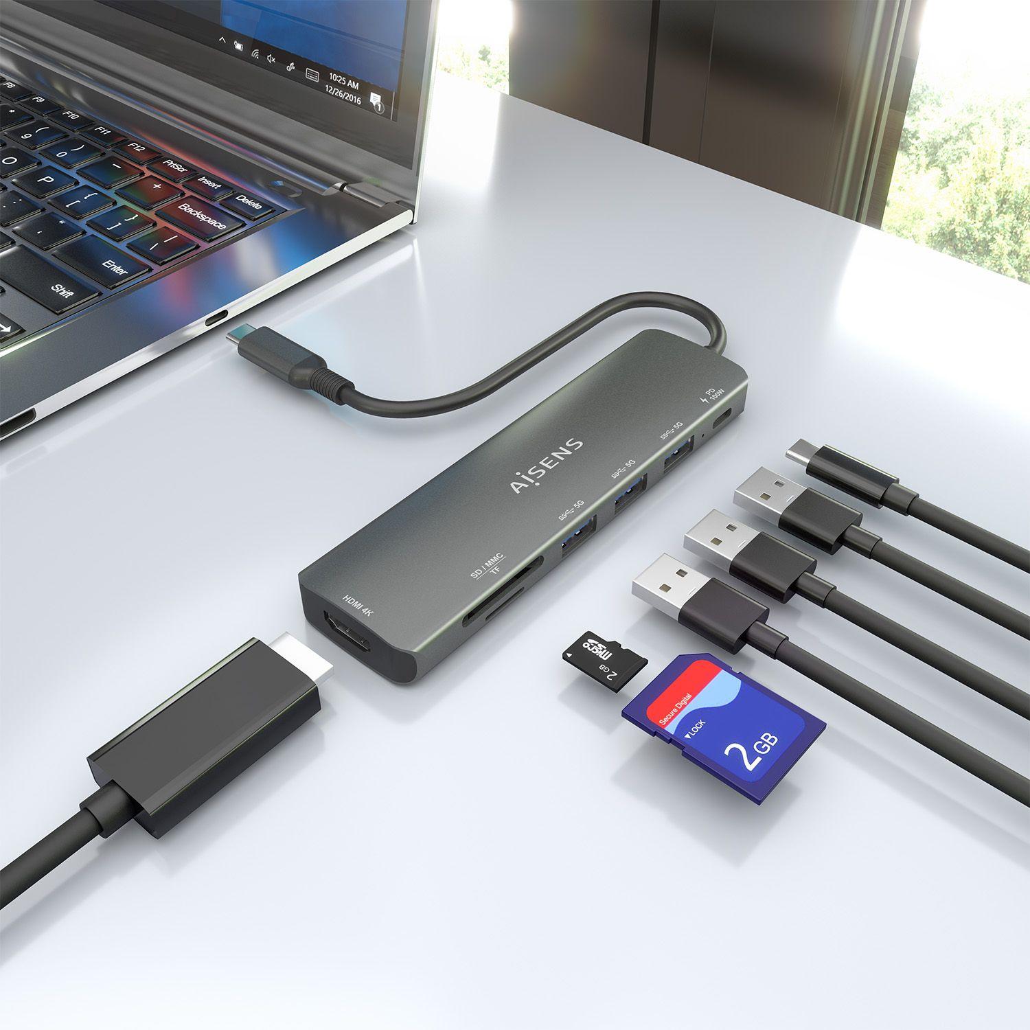 Estação de Acoplamento USB-C AISENS ASUC-7P025-GR (0,15 m - Cinzento), miniatura 6