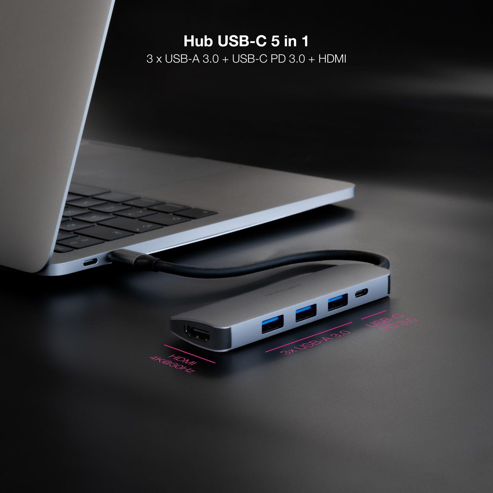 Hub USB-C NANOCABLE 10.16.4605 (0,18 m - Cinzento), miniatura 3