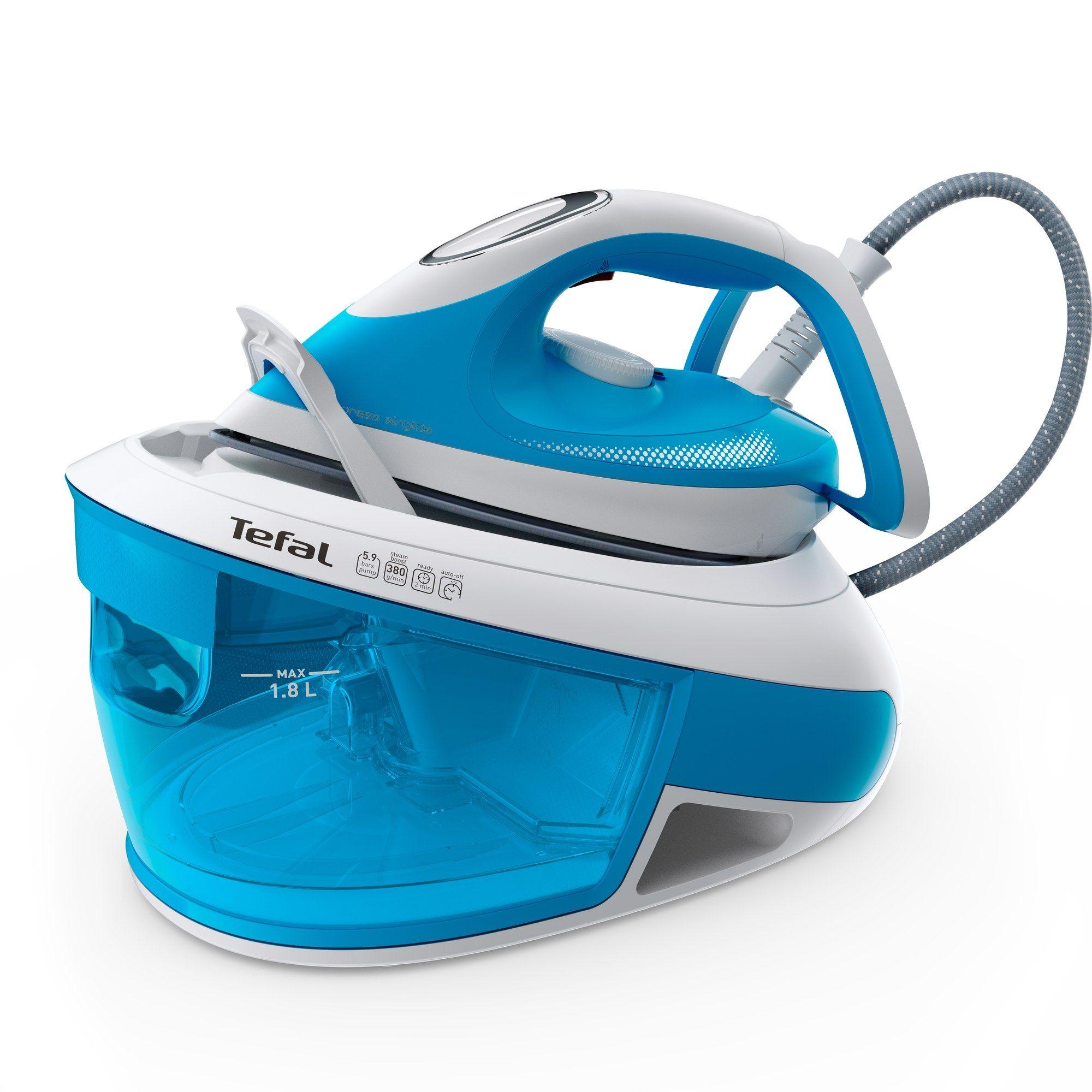 Centro de Engomar TEFAL SV8002E0 (1,8 l - 5,9 bar - 380 g/min - Azul e Branco)
