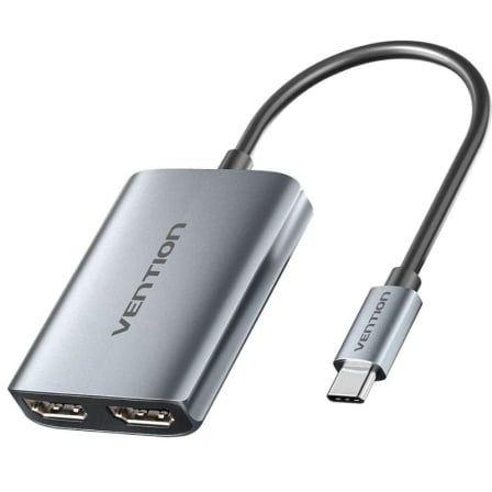 Cabo Conversor USB-C para 2 HDMI VENTION ACZHB (USB Tipo-C macho - 2 x HDMI macho - Windows e macOS - Cinzento)