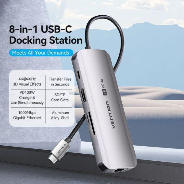 Dock USB-C Multiporta VENTION TQKHB (Prateado), miniatura 2