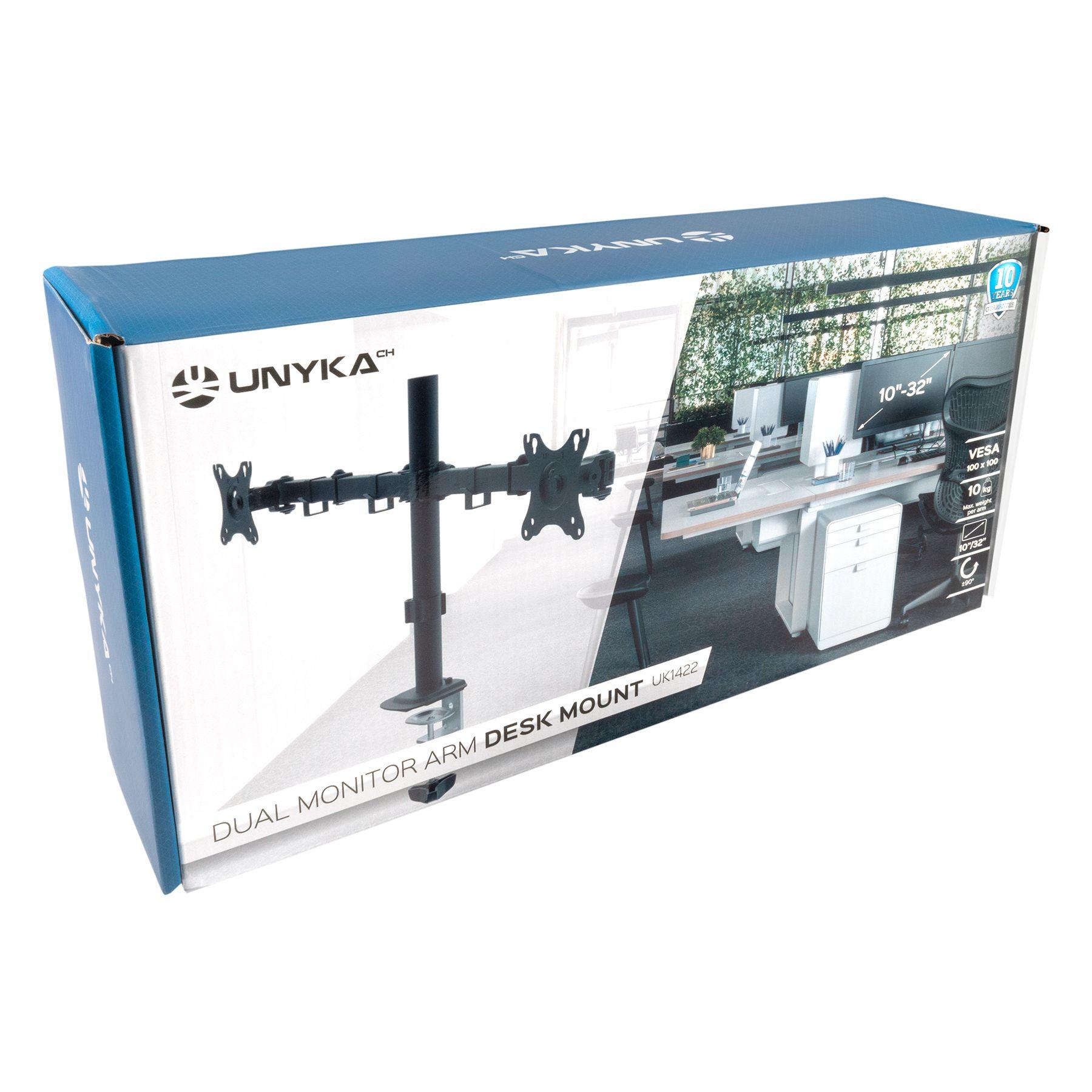 Suporte de Secretária para 2 Monitores UNYKACH UK710102 (100 x 100 mm - 75 x 75 mm - 81,3 cm - Preto), miniatura 4
