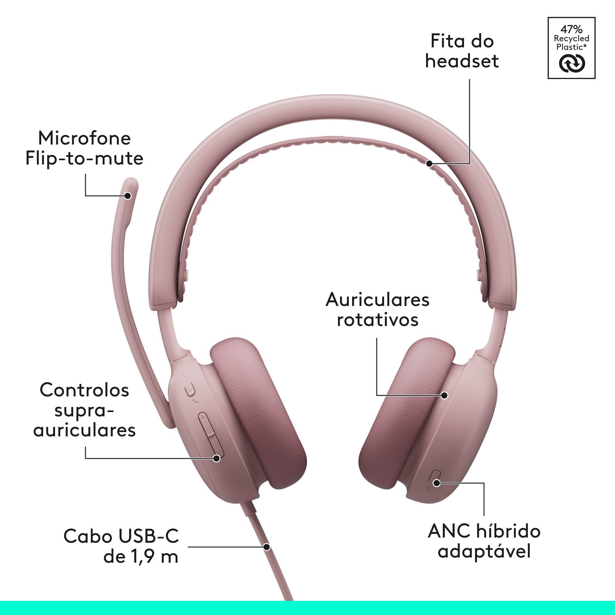 Headset LOGITECH Zone Wired 2 (Binaural - Com fios - Supra-aural - Rosa), miniatura 7
