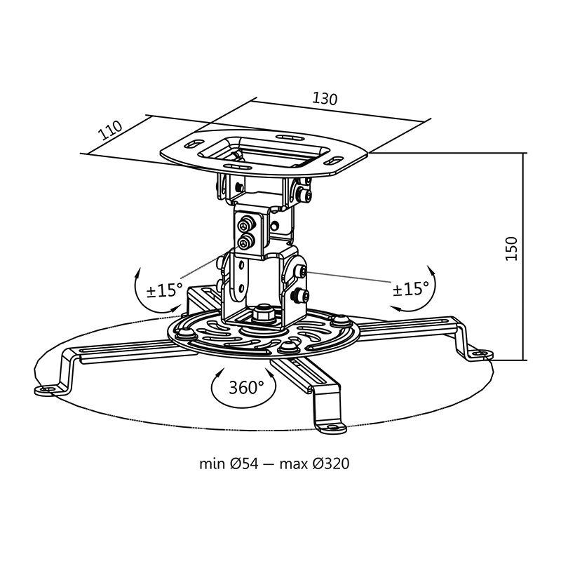 Suporte de Teto para Projetor LOGILINK BP0057 (13,5 kg - Teto - -15-15° - Branco), miniatura 3